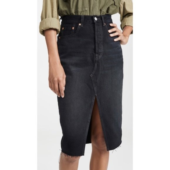 levi's deconstructed skirt black